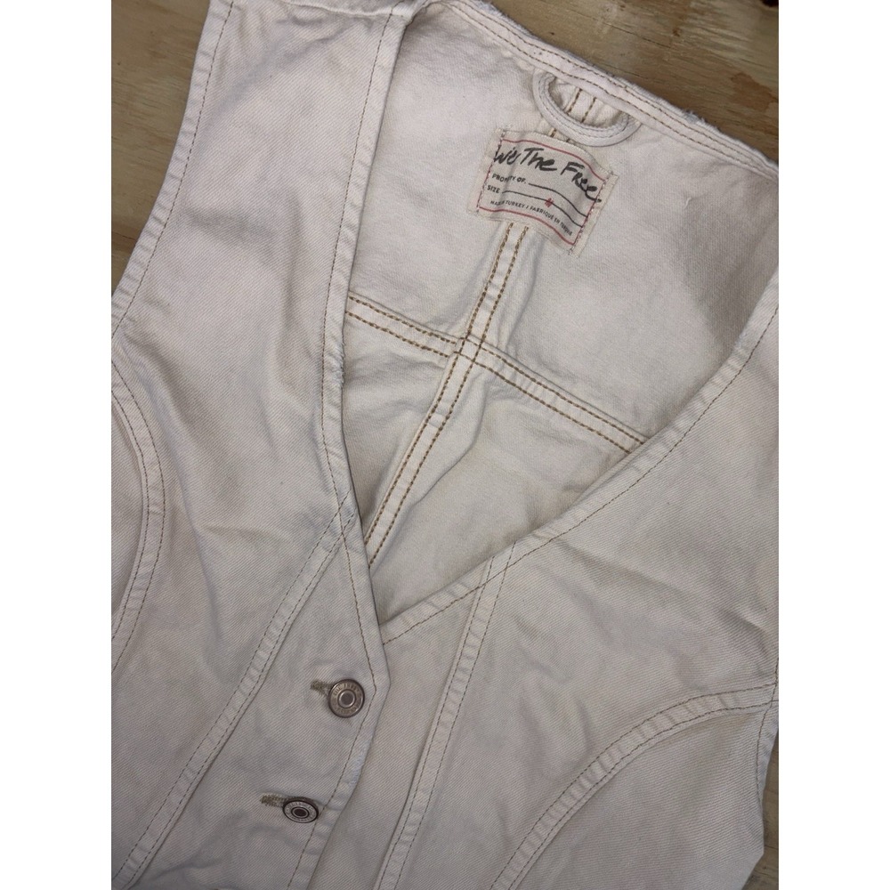 Free People We The Free Tate Denim Vest Size Medium Beige